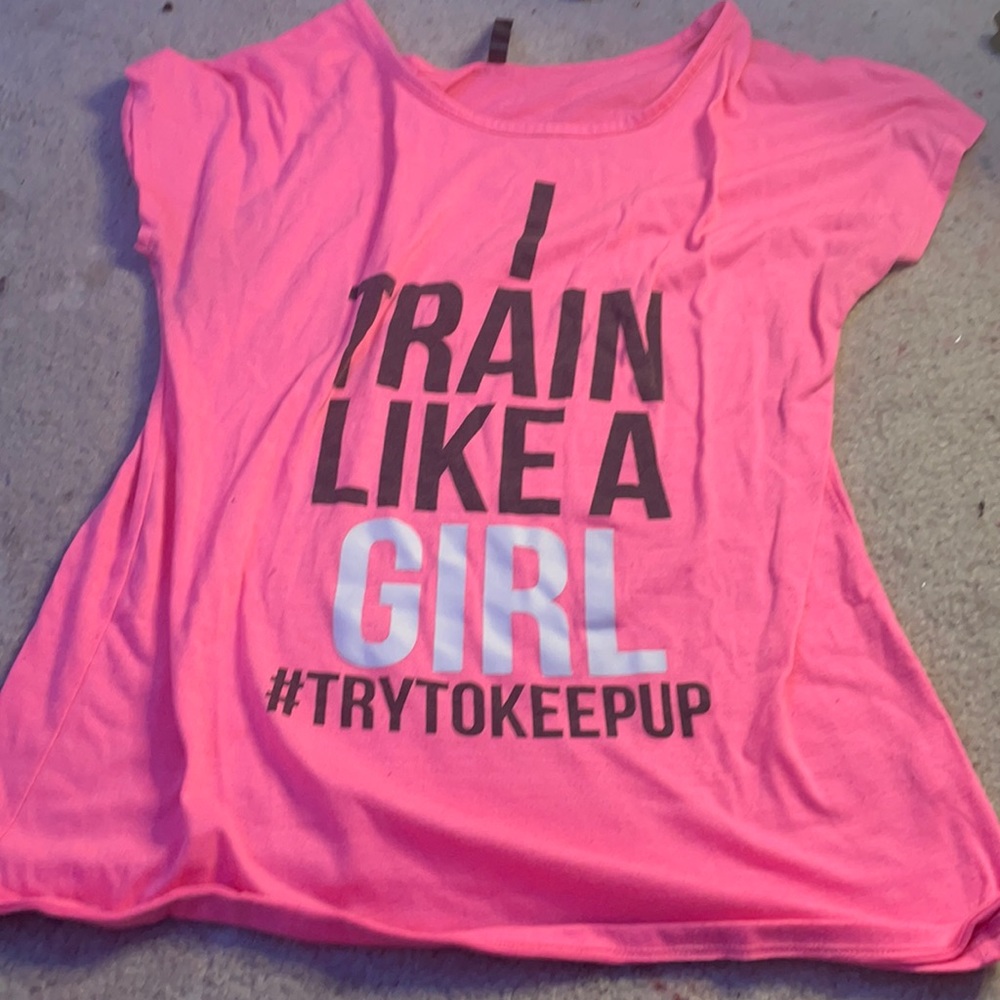 Pink “I train like a girl” tee shirt